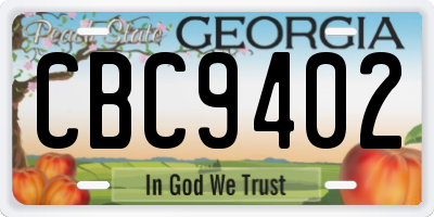 GA license plate CBC9402