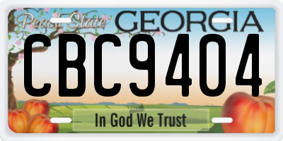 GA license plate CBC9404