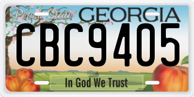 GA license plate CBC9405