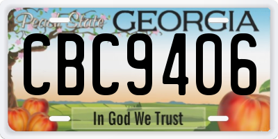 GA license plate CBC9406