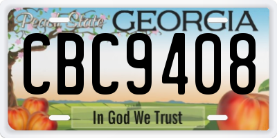 GA license plate CBC9408