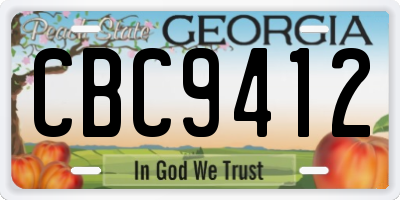 GA license plate CBC9412