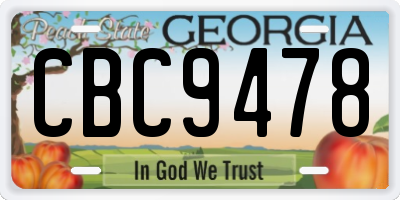 GA license plate CBC9478