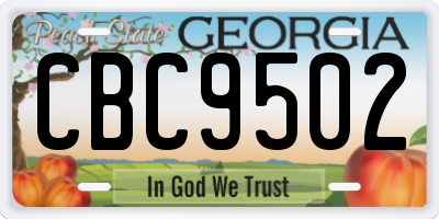 GA license plate CBC9502