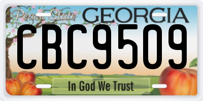 GA license plate CBC9509