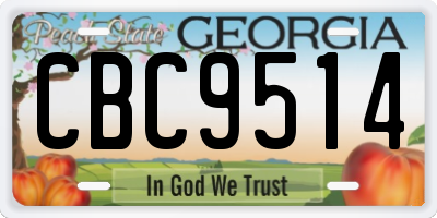 GA license plate CBC9514