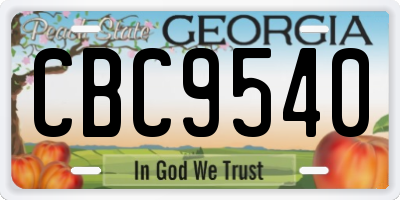 GA license plate CBC9540