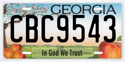 GA license plate CBC9543