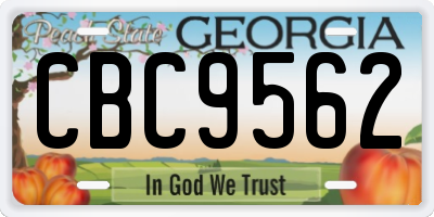 GA license plate CBC9562