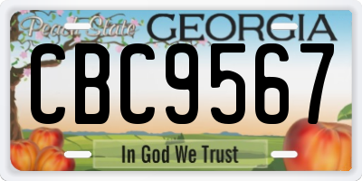 GA license plate CBC9567