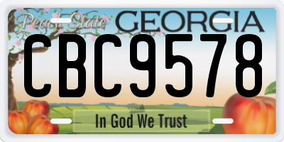 GA license plate CBC9578
