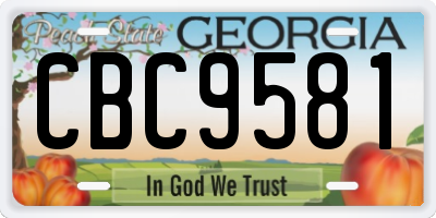 GA license plate CBC9581