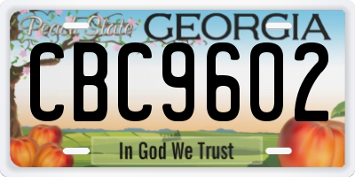 GA license plate CBC9602