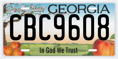 GA license plate CBC9608