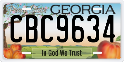 GA license plate CBC9634