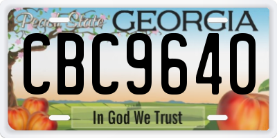 GA license plate CBC9640