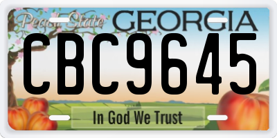 GA license plate CBC9645