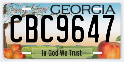 GA license plate CBC9647