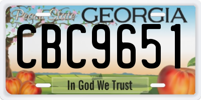 GA license plate CBC9651