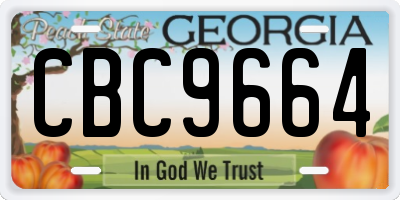 GA license plate CBC9664