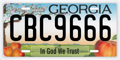 GA license plate CBC9666