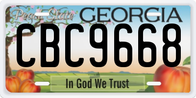 GA license plate CBC9668