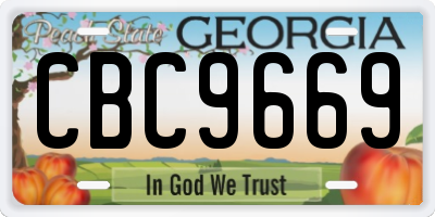 GA license plate CBC9669