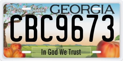 GA license plate CBC9673