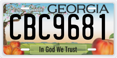 GA license plate CBC9681