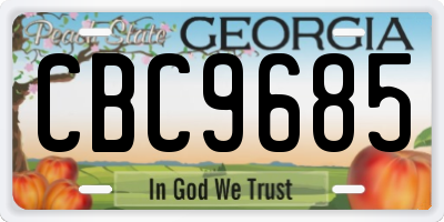 GA license plate CBC9685