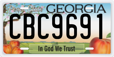 GA license plate CBC9691