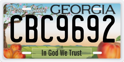 GA license plate CBC9692