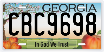 GA license plate CBC9698