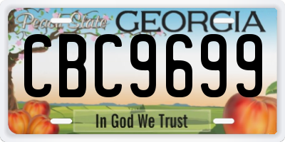 GA license plate CBC9699
