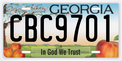 GA license plate CBC9701