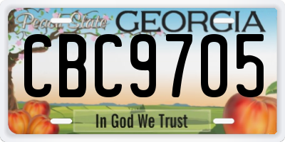 GA license plate CBC9705