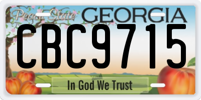 GA license plate CBC9715
