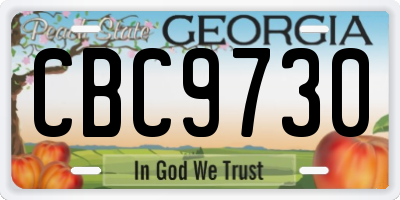 GA license plate CBC9730