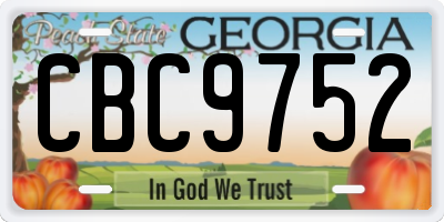 GA license plate CBC9752