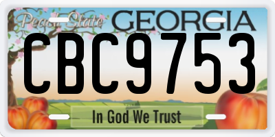 GA license plate CBC9753