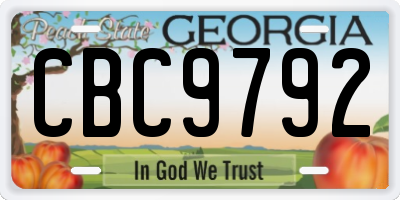 GA license plate CBC9792