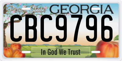 GA license plate CBC9796