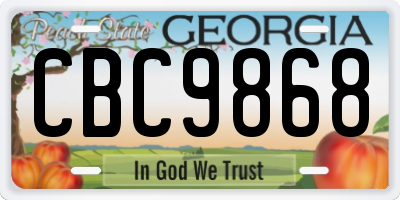 GA license plate CBC9868