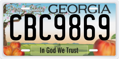 GA license plate CBC9869