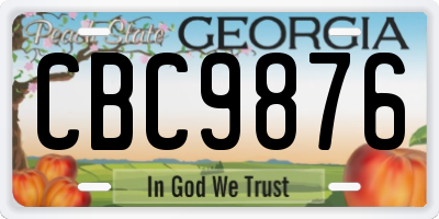 GA license plate CBC9876