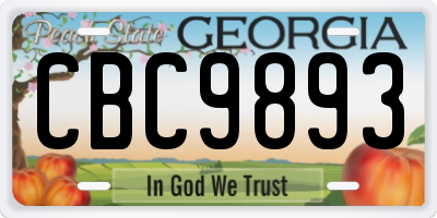 GA license plate CBC9893