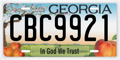 GA license plate CBC9921