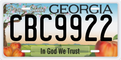 GA license plate CBC9922