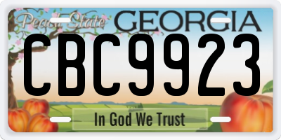 GA license plate CBC9923