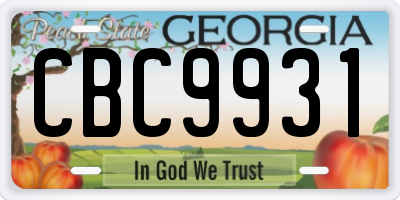 GA license plate CBC9931